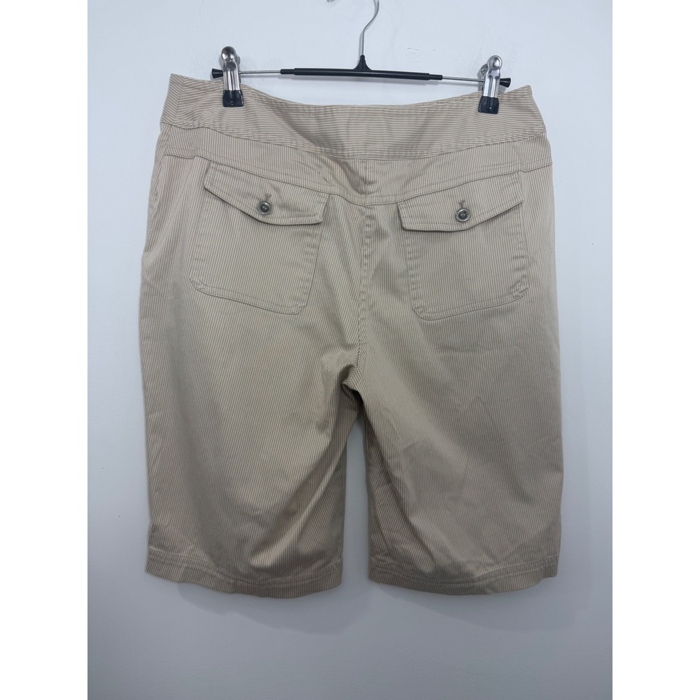 Chicos Additions Tan Pinstripe Bermuda Shorts Womens 0.5 Short Stretch Cotton - Picture 2 of 10